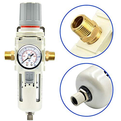 1/2 Inch NPT White Air Filter Pressure Regulator Combo Piggyback, Air Tool Compressor Filter with Gauge AW4000-04 - VXB Ball Bearings