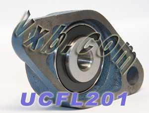 12mm Bearing UCFL-201 + 2 Bolts Flanged Cast Housing Mounted Bearings - VXB Ball Bearings