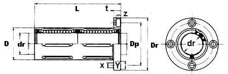 12mm Round Flanged Long Bushing Linear Motion LBF12LUU - VXB Ball Bearings