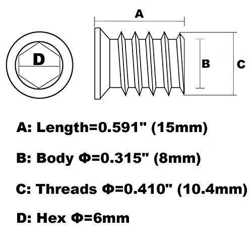 1/4-20 Threaded Insert for Wood Hex Drive Threaded Wood Inserts 1/4 Wood Nuts 40 Pieces - VXB Ball Bearings