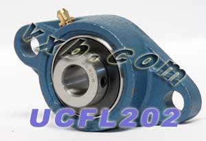 15mm Bearing UCFL-202 + 2 Bolts Flanged Cast Housing Mounted Bearings - VXB Ball Bearings