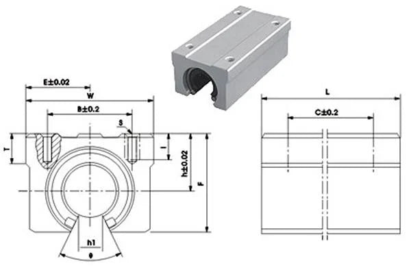 16mm Bearing Twin Block Slide unit Open Linear Motion - VXB Ball Bearings