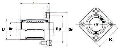 16mm Square Flanged Bushing Linear Motion LBK16UU LMK16UU - VXB Ball Bearings