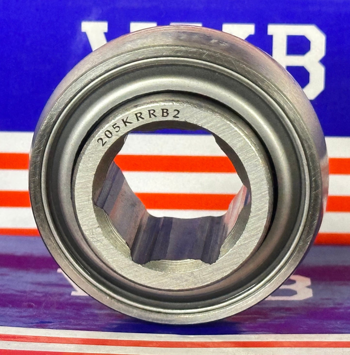 205KRRB2 Agricultural Machinery bearing with Two Single lip Seals and Hex bore and Spherical OD