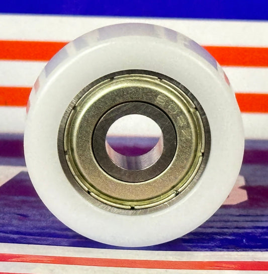 8mm Bore Bearing with 30mm White Plastic Tire 8x30x8.5mm