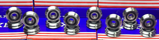 16-PIECES RM2-2RS 3/8'' Roller Ball Bearing V Groove Rubber Sealed Line Track Roller Bearing