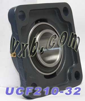 2 Bearing UCF-210-32 + Square Flanged Cast Housing Mounted Bearings - VXB Ball Bearings