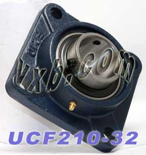 2 Bearing UCF-210-32 + Square Flanged Cast Housing Mounted Bearings - VXB Ball Bearings