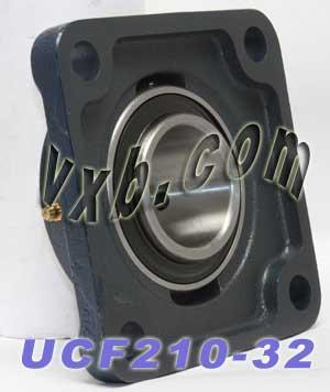 2 Bearing UCF210-32 + Square Flanged Cast Housing Mounted Bearings - VXB Ball Bearings