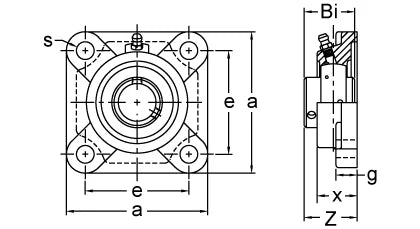 2 Bearing UCF210-32 + Square Flanged Cast Housing Mounted Bearings - VXB Ball Bearings