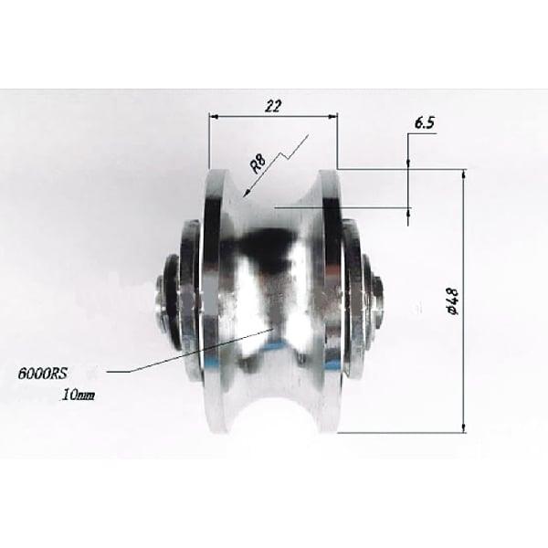 2" Inch 304 Stainless Steel U-Shape Sliding Door Roller - VXB Ball Bearings