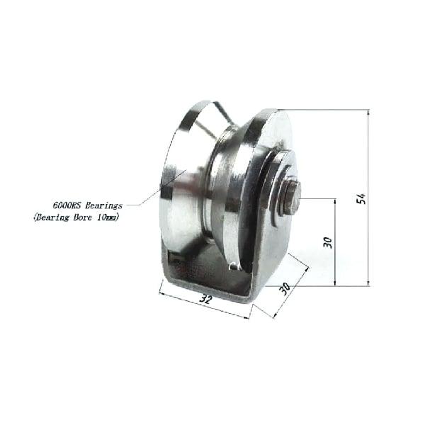 2" Inch 304 Stainless Steel V-Shape Sliding Door Roller - VXB Ball Bearings
