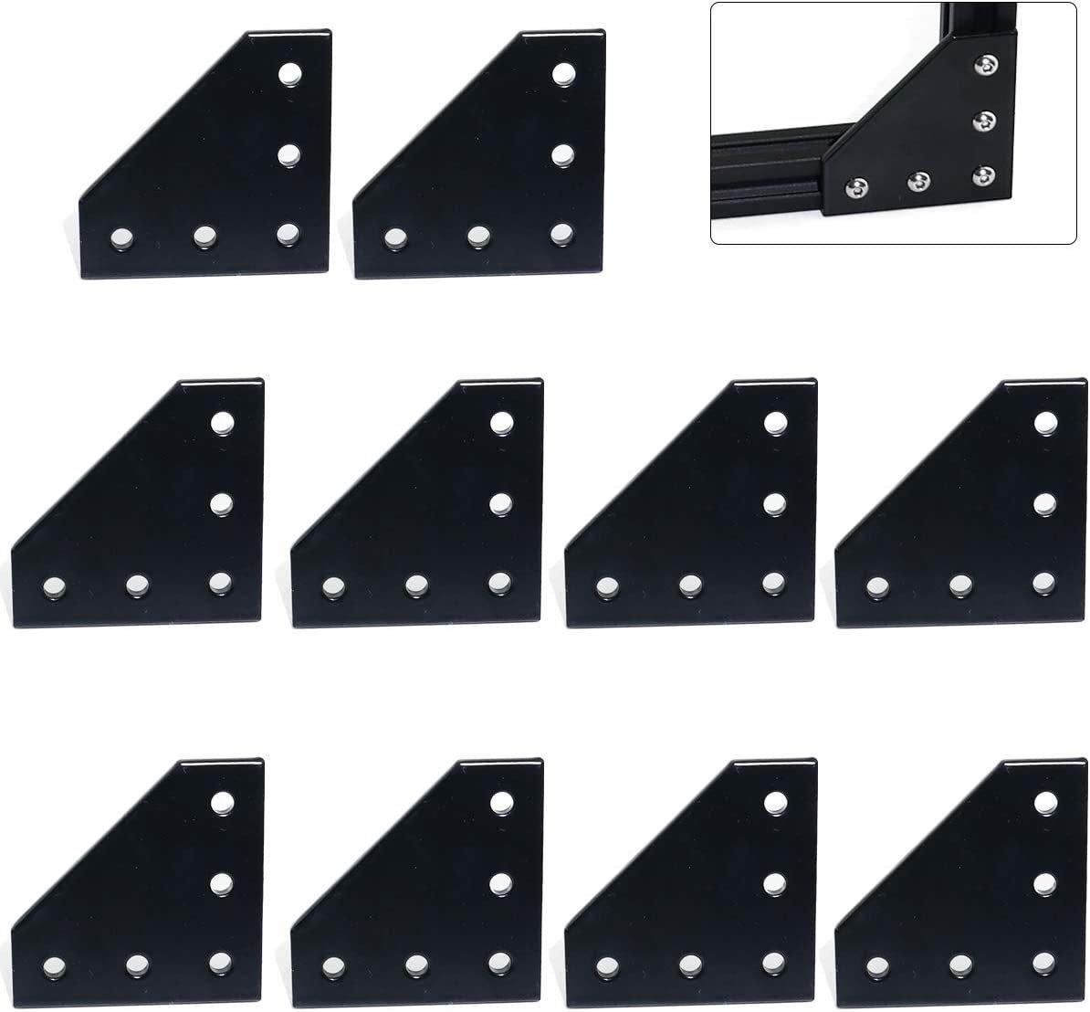 2020 Aluminum Black Connector 90 Degree T-shape, 60 x 60 x 4 mm, L type, V groove, extrusion Profile - VXB Ball Bearings
