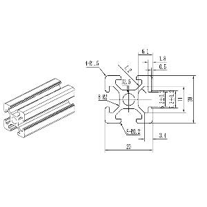 2020 Aluminum Extrusion Profile 20mm Linear Rail 6 Feet Long - VXB Ball Bearings