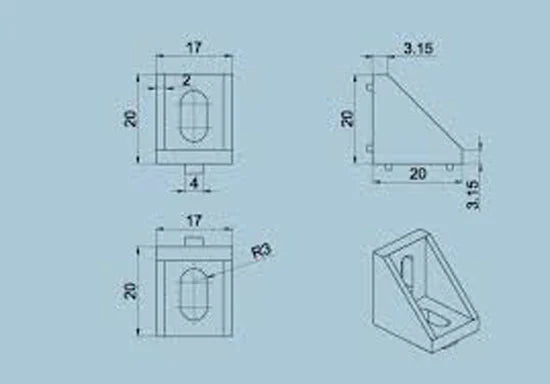 2020 Corner Bracket Black Aluminum for Extrusion Profile V-Slot - VXB Ball Bearings