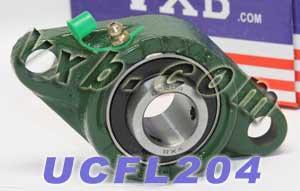 20mm Bearing UCFL204 + 2 Bolts Flanged Cast Housing Mounted Bearings - VXB Ball Bearings