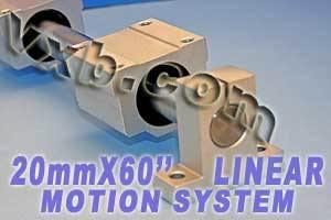 20mm Linear Shaft 60 Long w/2 Slide Units & 2 Shaft Supporter - VXB Ball Bearings