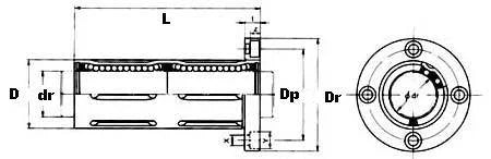 25mm Round Flanged Long Bushing Linear Motion LBF25LUU - VXB Ball Bearings