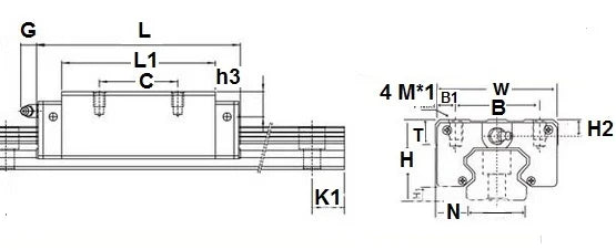 25mm Square Slide Unit Block Linear Motion - VXB Ball Bearings