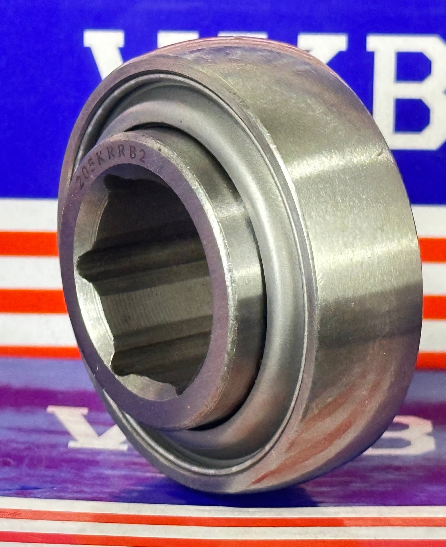 205KRRB2 Agricultural Machinery bearing with Two Single lip Seals and Hex bore and Spherical OD