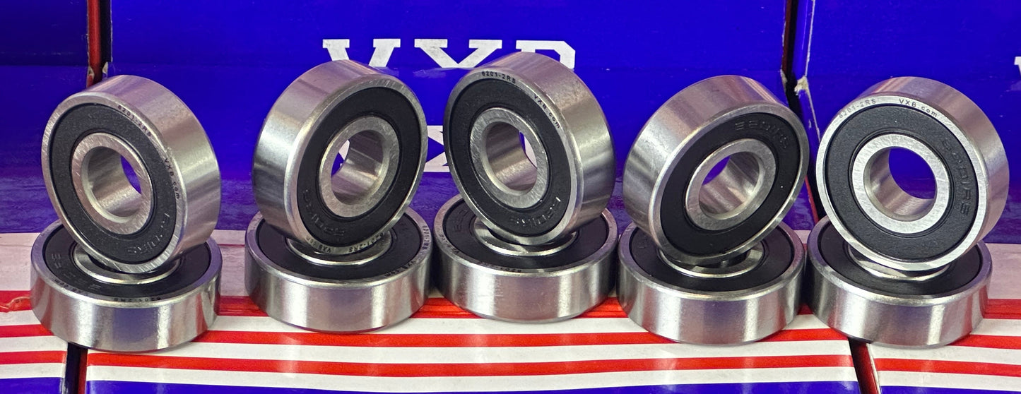6201RS Sealed 12x32x10 Bearing Pack of 10