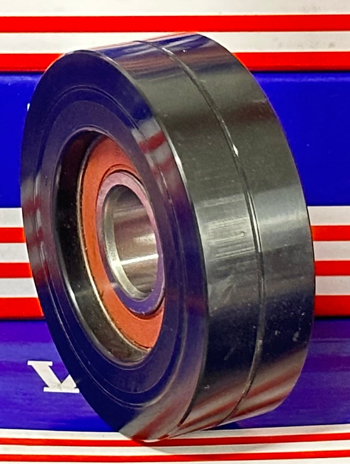 20x75x24mm Polyurethane Wheel Roller Bearing with Black Tire Sliding Guide