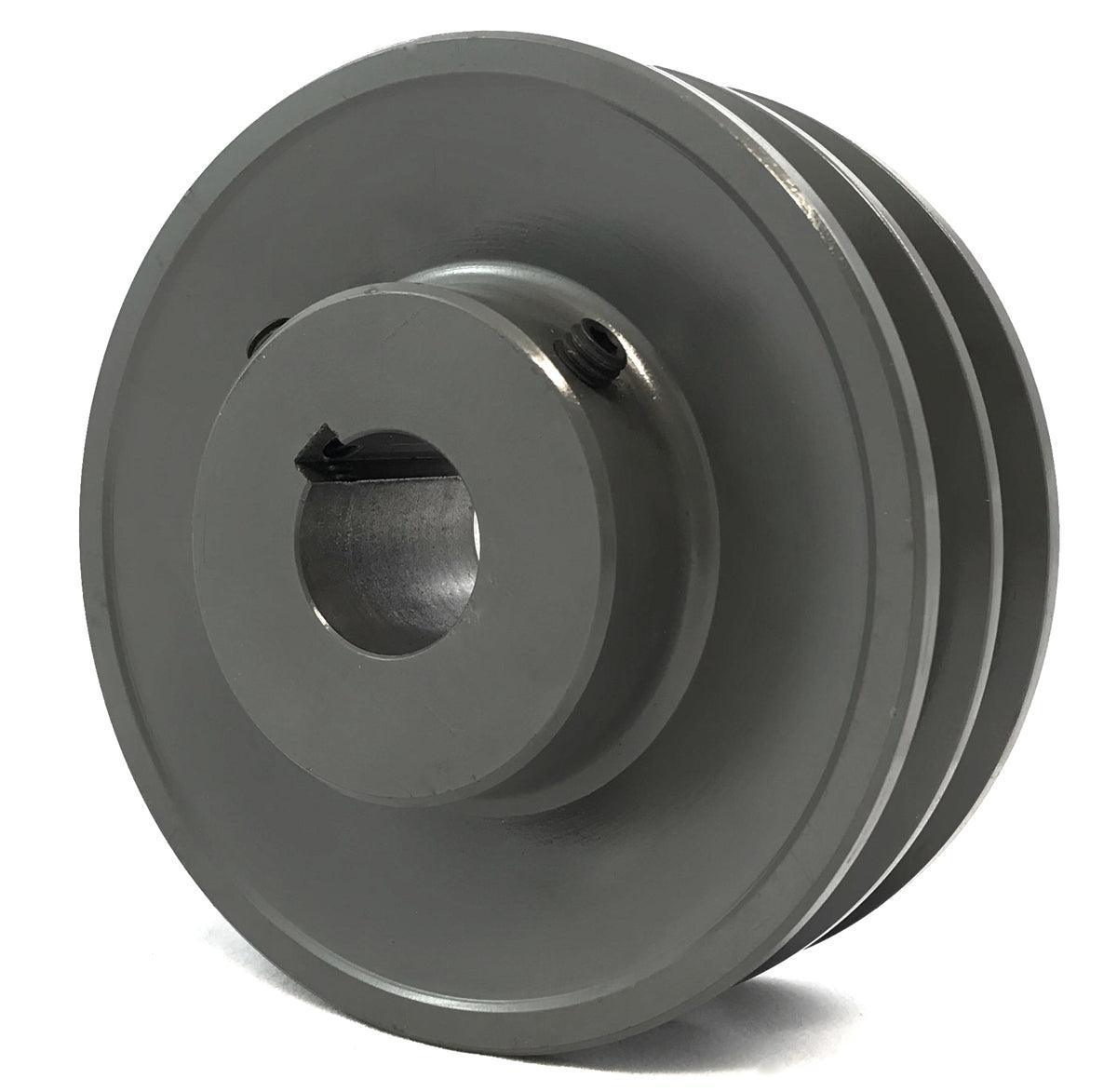 2BK45-1" Cast Iron Solid Sheave Pulley for Dual V-Belt size 5L, B OD : 4.5" ID: 1" Double Grooves Pulley 2BK451 - VXB Ball Bearings