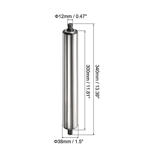Gravity Conveyor Roller 1.5" Diameter 12" inch Long Stainless Steel - VXB Ball Bearings
