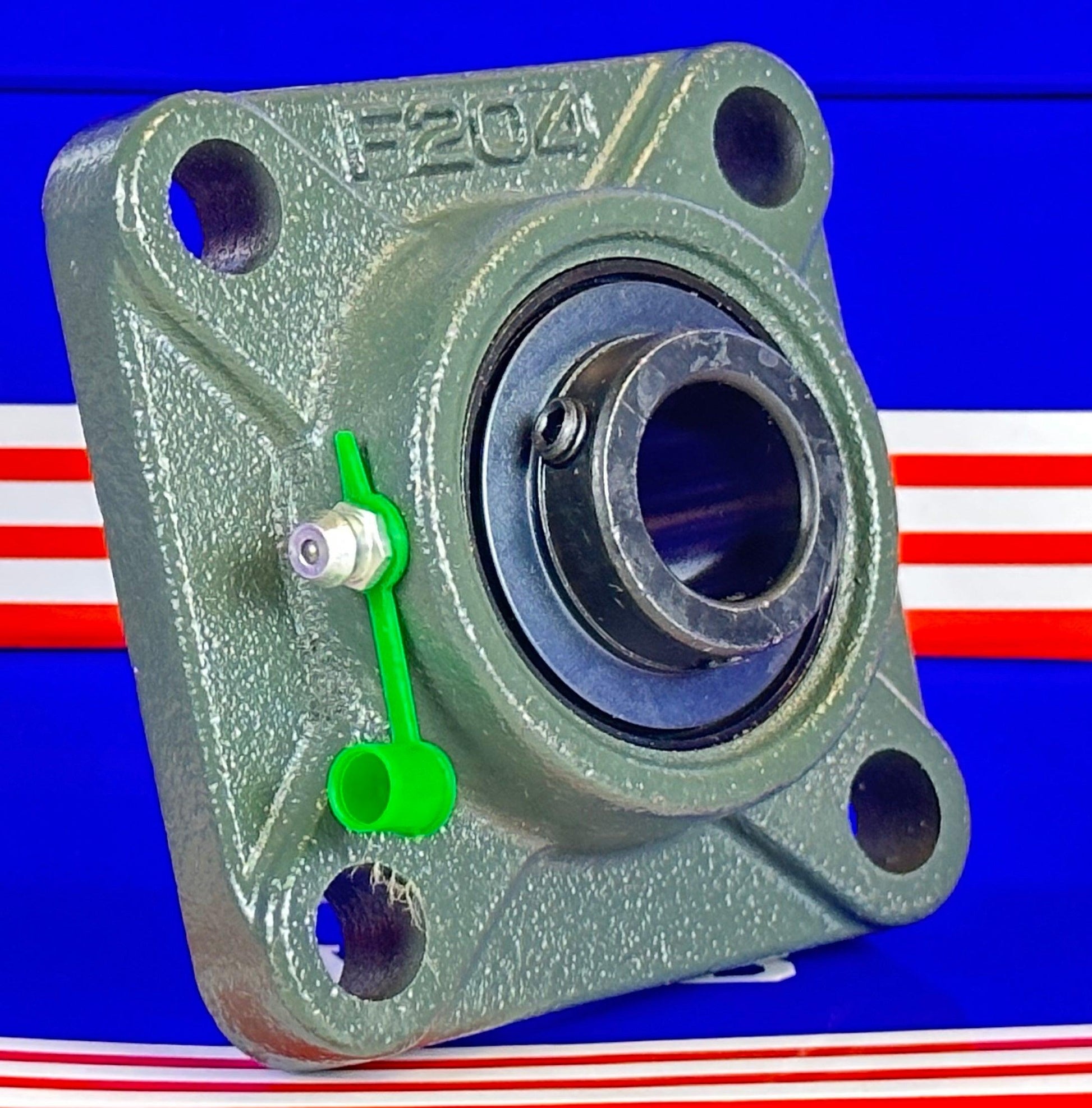 3/4" Bearing UCF204-12 Black Oxide Plated Insert + Square Flanged Cast Housing Mounted Bearings - VXB Ball Bearings
