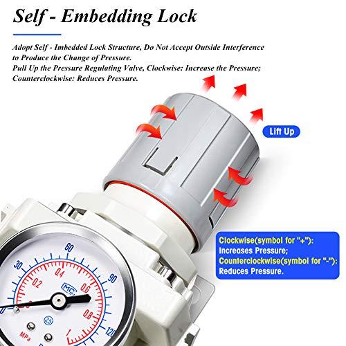 3/4 Inch NPT Manual Drainage Air Filter Pressure Regulator Combo Piggyback, Air Tool Compressor Filter with Gauge AW4000-06 - VXB Ball Bearings