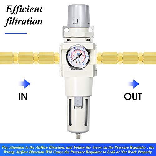 3/4 Inch NPT Manual Drainage Air Filter Pressure Regulator Combo Piggyback, Air Tool Compressor Filter with Gauge AW4000-06 - VXB Ball Bearings