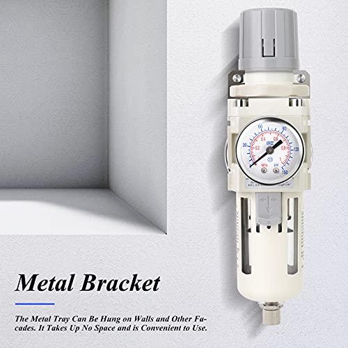 3/8 Inch NPT Air Filter Pressure Regulator Combo Piggyback, Air Tool Compressor Filter with Gauge AW3000-03 - VXB Ball Bearings