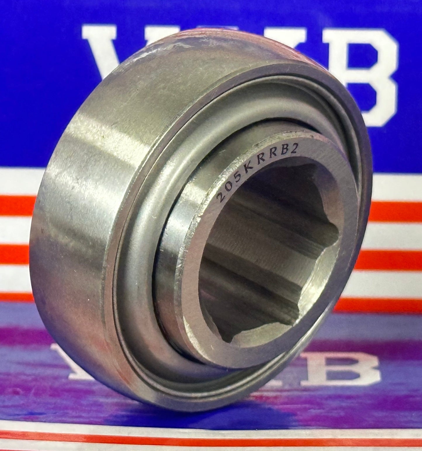 205KRRB2 Agricultural Machinery bearing with Two Single lip Seals and Hex bore and Spherical OD