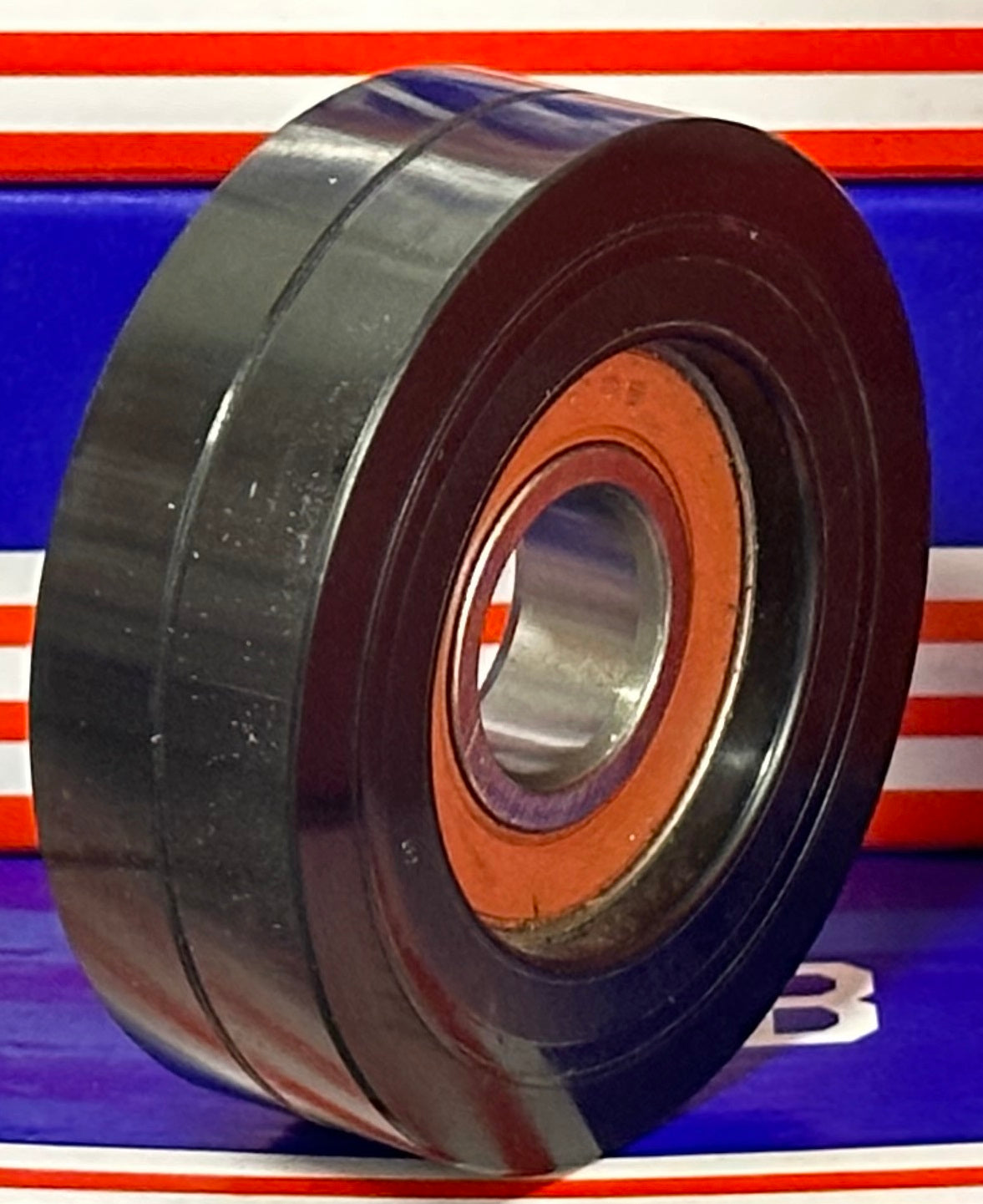20x75x24mm Polyurethane Wheel Roller Bearing with Black Tire Sliding Guide