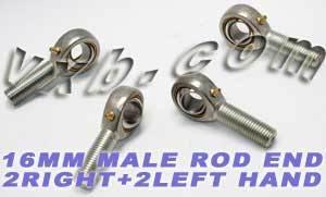 4 Male Rod End 16mm POS16 2 Right and 2 Left Hand Bearing - VXB Ball Bearings