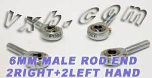 4 Male Rod End 6mm POS6 2 Right and 2 Left Hand Bearing - VXB Ball Bearings