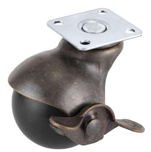 40mm Caster Wheel 55 pounds Swivel and Center Brake Polypropylene Top Plate Vintage - VXB Ball Bearings