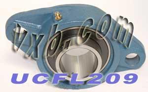 45mm Bearing UCFL-209 + 2 Bolts Flanged Cast Housing Mounted Bearings - VXB Ball Bearings