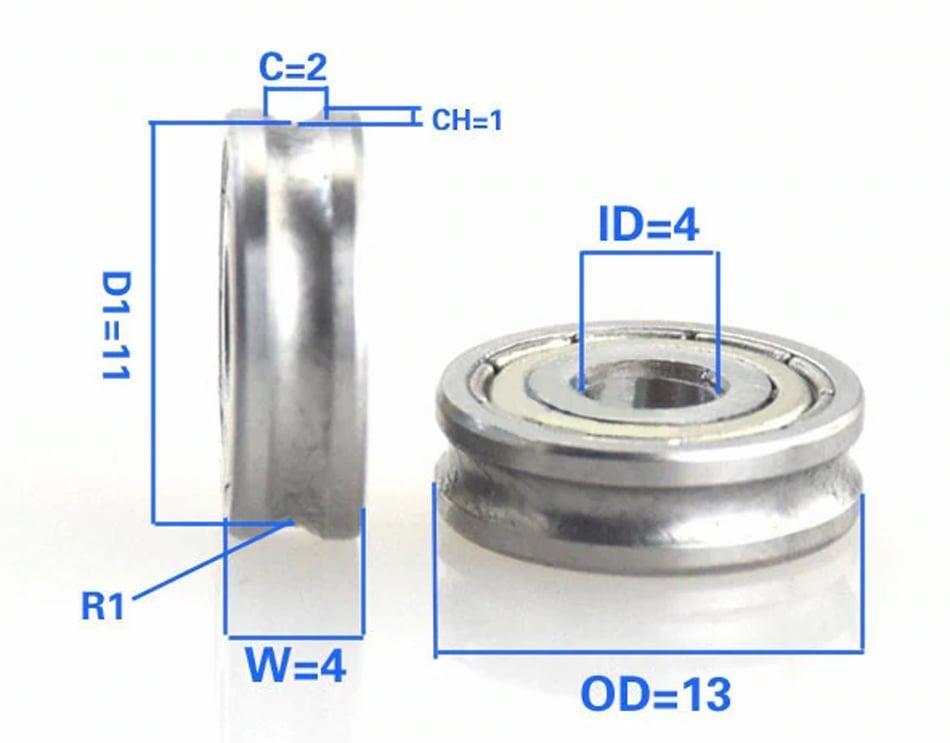 4mm Bore Bearing with 13mm Pulley U Groove Track Roller Bearing 4x13x4mm - VXB Ball Bearings