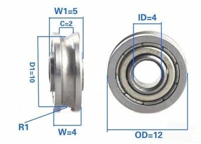4x12x4/5mm U Groove Track Roller Bearing Extended inner ring width of 5mm - VXB Ball Bearings
