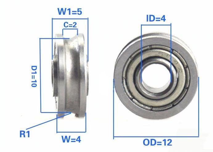4x12x5mm U Groove Pulley Ball Bearing - VXB Ball Bearings
