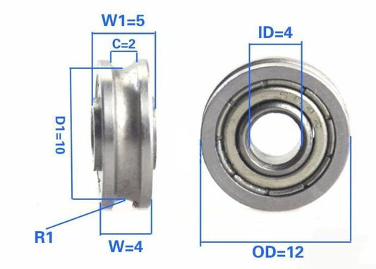 4x12x5mm U Groove Pulley Ball Bearing - VXB Ball Bearings