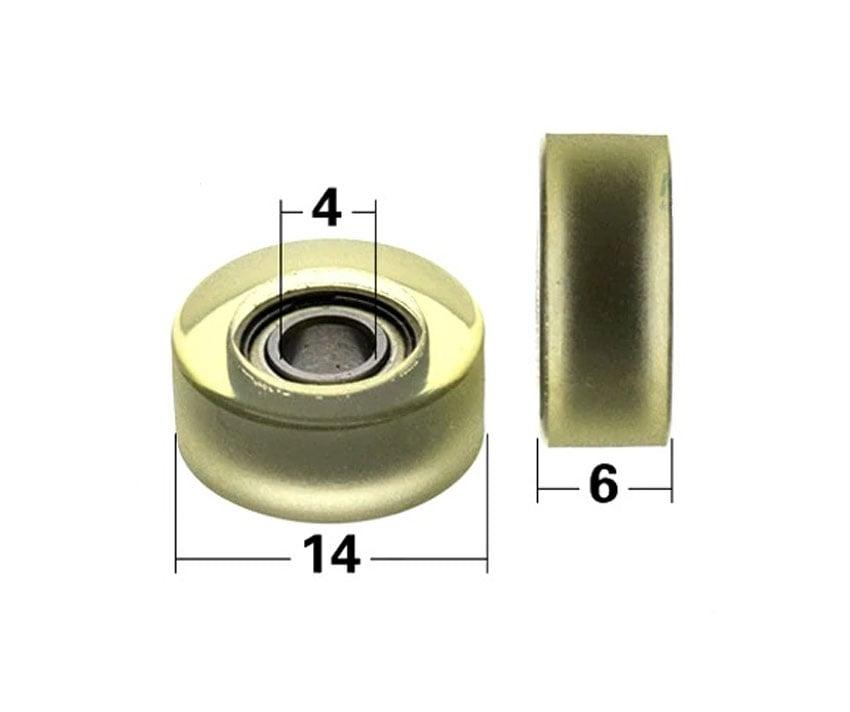 4x14x6mm Polyurethane Miniature Pulley Wheel Roller Bearing √¢‚Ç¨‚ÄπWith Tire 14mm Soft Low Noise - VXB Ball Bearings