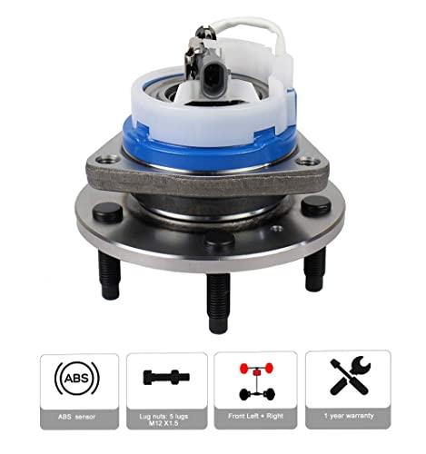513121 Pair Front Wheel Hub and Bearing Assembly for Impala, Regal, DeVille, Grand Prix, Lacrosse, Lesabre, Century, Rendezvous, DTS, Intrigue 5 Lug w/ABS, Set of 2 - VXB Ball Bearings