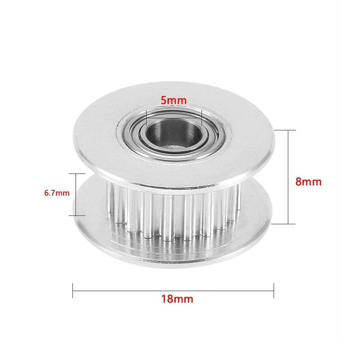 5mm Bore 20 Teeth 6mm wide belt, Idler Pulley Aluminum W/Bearing for 3D Printer√¢‚Ç¨‚Äπ - VXB Ball Bearings