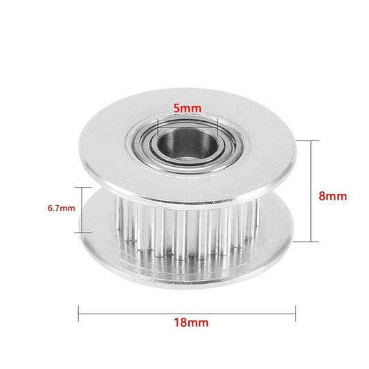 5mm Bore 20 Teeth 6mm wide belt, Idler Pulley Aluminum W/Bearing for 3D Printer√¢‚Ç¨‚Äπ - VXB Ball Bearings