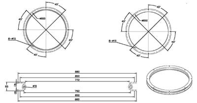6 Ton Heavy Duty 34inch Diameter Large Turntable Bearing - VXB Ball Bearings