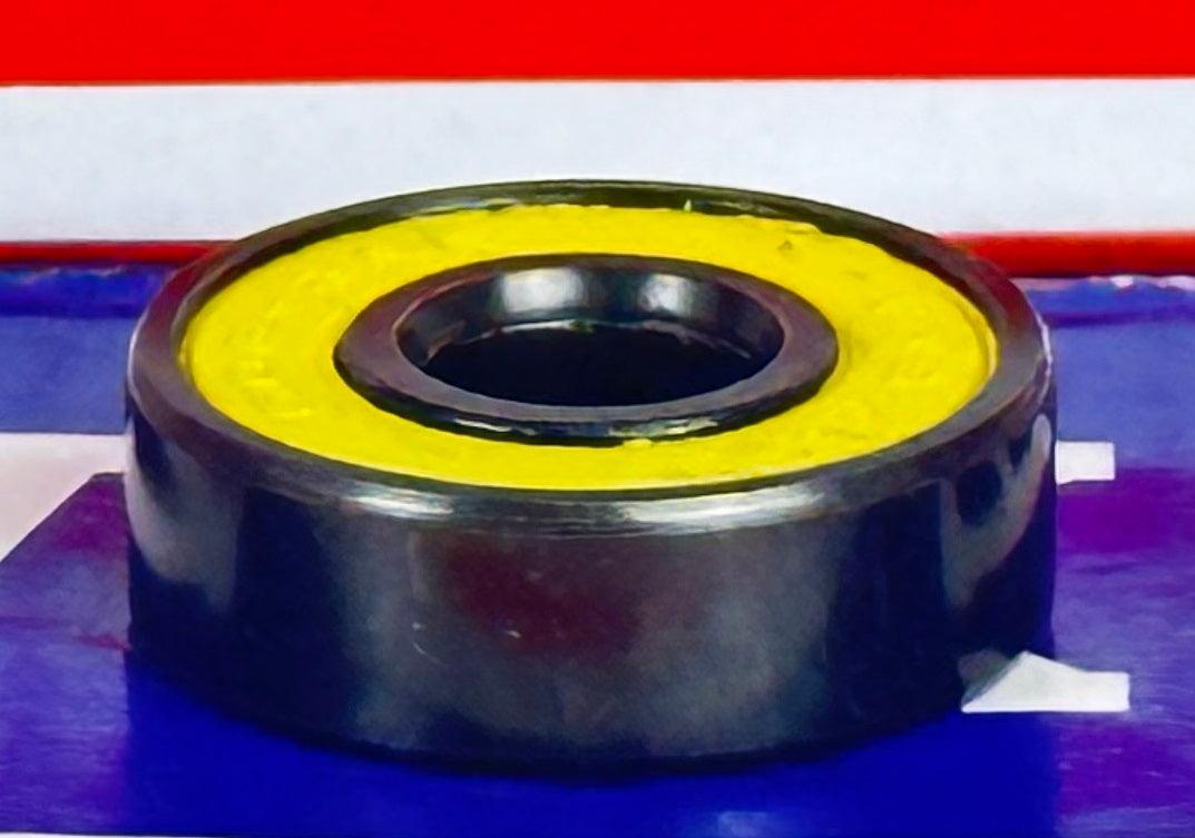 608B-2RS Sealed Black Bearing with Bronze Cage and yellow Seals 8x22x7mm - VXB Ball Bearings