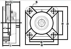 65mm Bearing UCF213 + 4 Bolts Flanged Cast Housing Mounted Bearings - VXB Ball Bearings