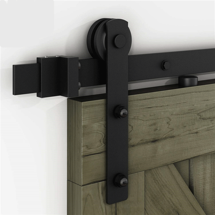 79 in. 6.6 Feet black Strap Barn Sliding Door Hardware Track Kit - VXB Ball Bearings